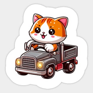 cat in a truck Sticker